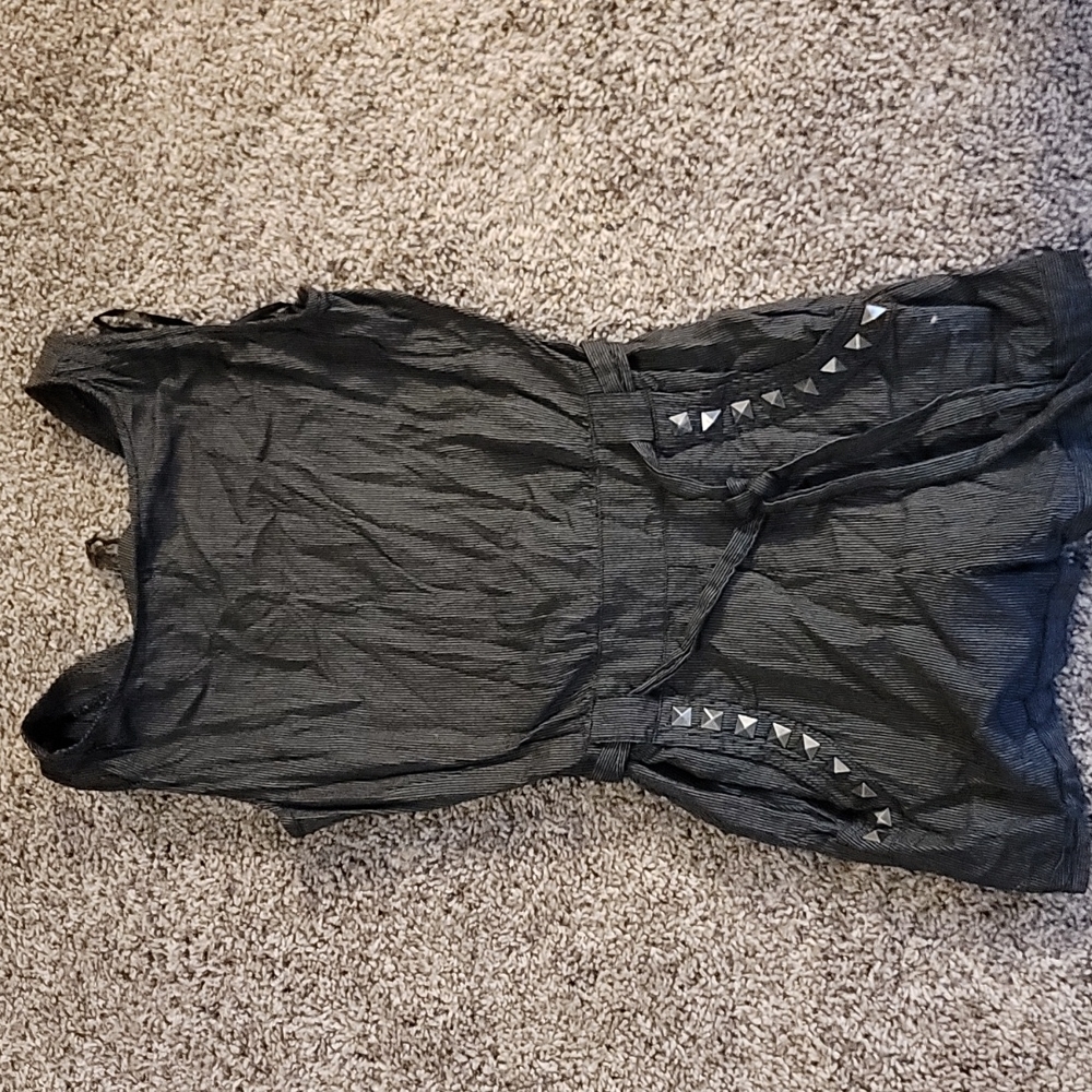 Miley Cyrus & Max Azria Black Romper | Open Back Tie | Juniors Small